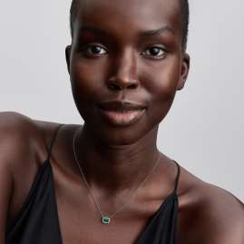 Pandora 394503C01 Silber-Collier für Damen Rechteckiges Funkelndes Grün