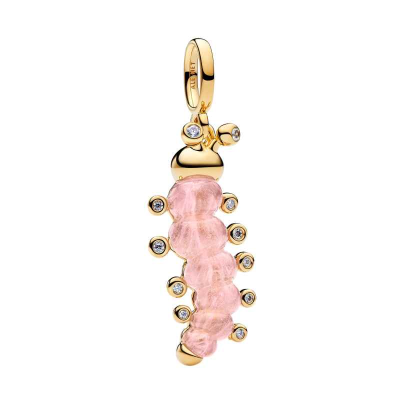 Pandora 764489C01 Dangle Charm Pink Caterpillar Gold Tone 5700303278100