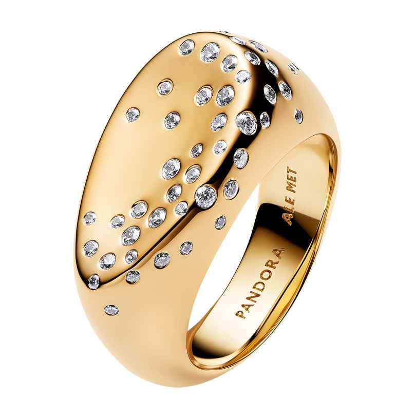 Pandora 164671C01 Ring für Damen Ovaler Siegelring mit Steinbesatz Goldfarben