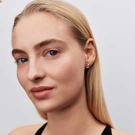 Pandora 264662C01 Ladies´ Earrings Pavé Circle with Pearl Gold Tone