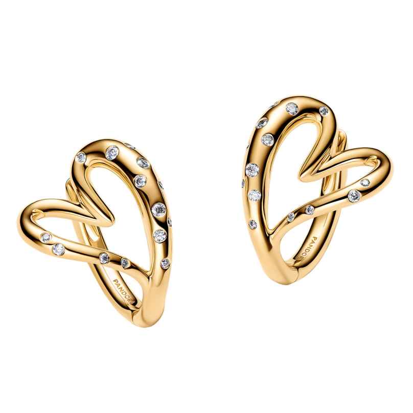 Pandora 264664C01 Damenohrringe Herz mit Steinen Besetzt Goldfarben 5700303291970