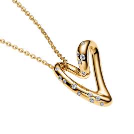 Pandora 364669C01-60 Ladies´ Necklace Heart Gold-Coloured with Stones