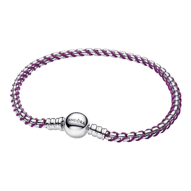 Pandora 593816C03 Damen-Armband Silber Veneziakette Lila