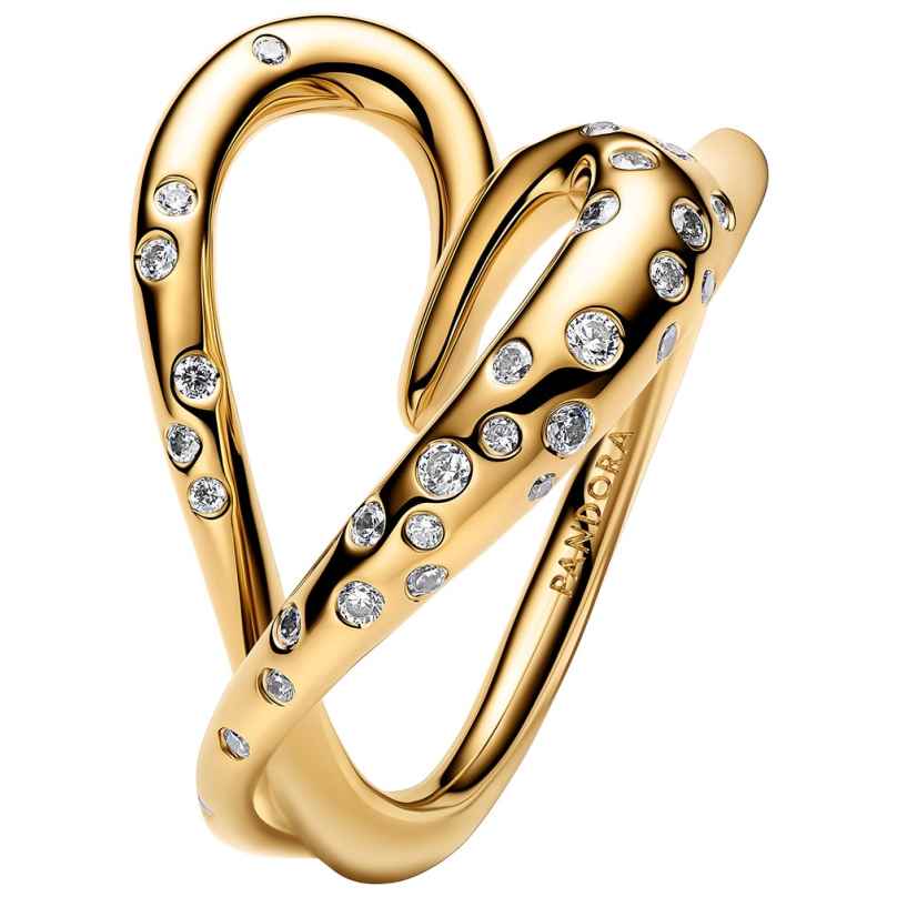 Pandora 164675C01 Damenring Herz mit Steinen Besetzt Goldfarben