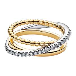 Pandora 164826C01 Ring für Damen Bicolor Crossover Kugeln & Pavé