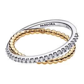 Pandora 164827C01 Damen-Ring Zweifarbig Crossover Kugeln & Pavé