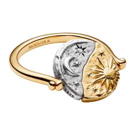 Pandora 164810C01 Medaillon-Ring für Damen Sonne und Mond Zweifarbig
