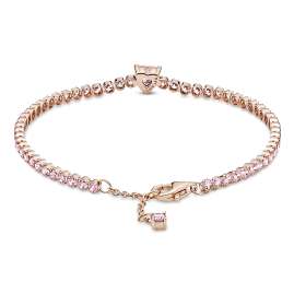 Pandora 580041C01 Women's Tennis Bracelet Sparkling Heart Rose Tone