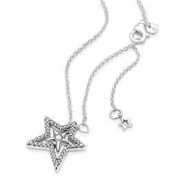 Pandora 51737 Schmuck-Set für Damen Collier und Ohrringe Asymmetrische Sterne