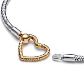 Pandora 569539C00 Damenarmband 925 Silber mit Goldfarbenem Herz-Verschluss