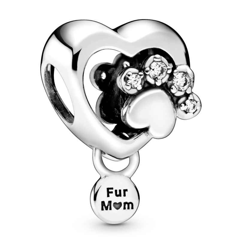 Pandora 798873C01 Silver Bead Charm Heart with Dog's Paw Print 5700302872019
