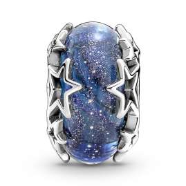 Pandora 790015C00 Silver Charm Murano Galaxy Blue and Stars