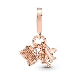 Pandora 789435C01 Charm-Anhänger Flugzeug, Globus und Koffer