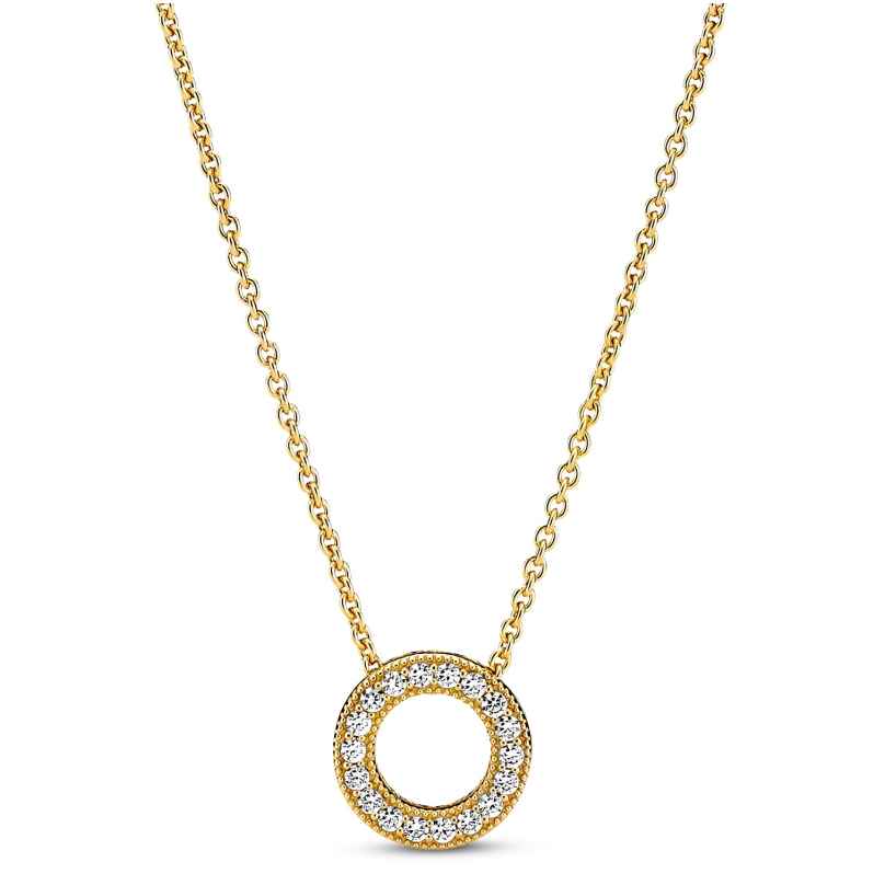 Pandora 367436C01-45 Ladies' Necklace Pavé Circle Gold Tone 5700302941746