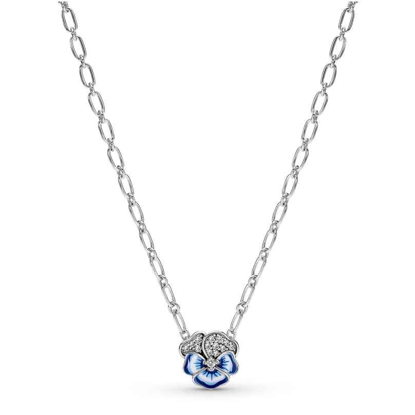 Pandora 390770C01-50 Damen Silber-Halskette Blaues Stiefmütterchen 5700302970708