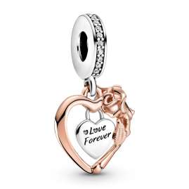 Pandora 39818 Ladies' Necklace Heart & Rose Flower Silver