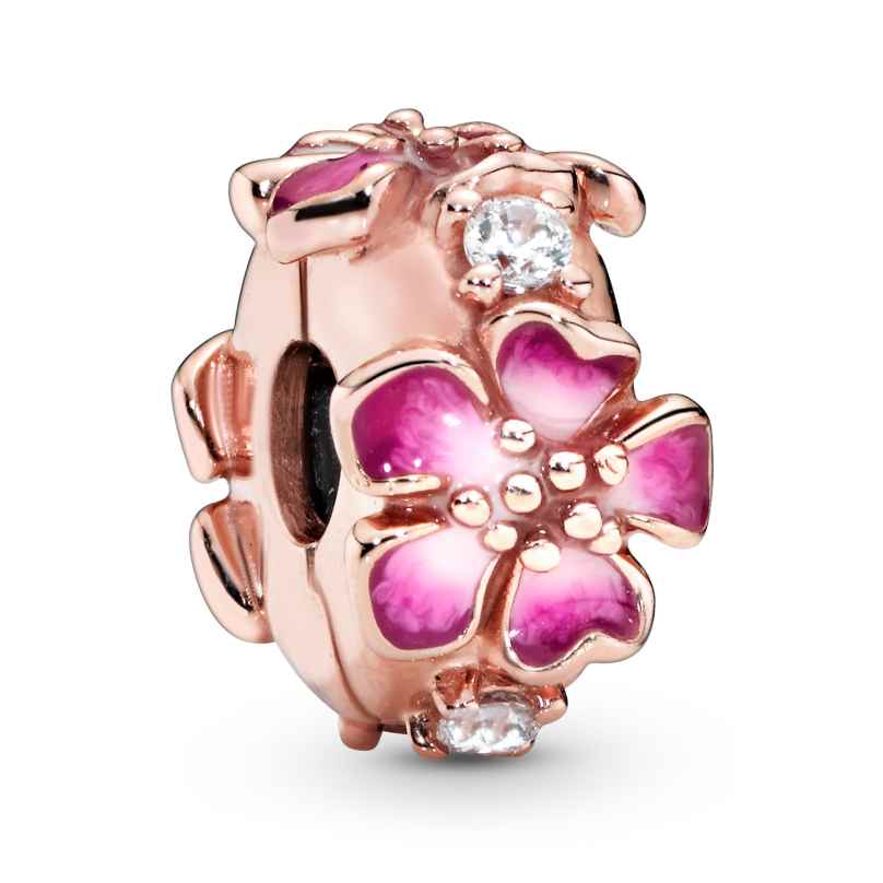Pandora 788099CZ Clip Charm Pink Peach Blossom Flower 5700302777055