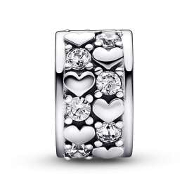Pandora 792235C01 Silver Clip Infinite Sparkling Hearts