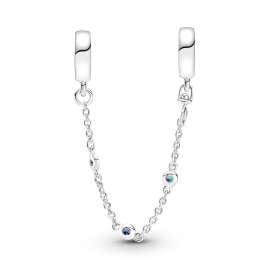 Pandora 791688C01-05 Safety Chain Silver Triple Blue Stone