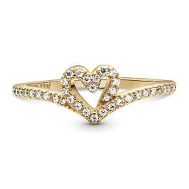 Pandora 169302C01 Women's Ring Wish Sparkling Heart Gold Tone