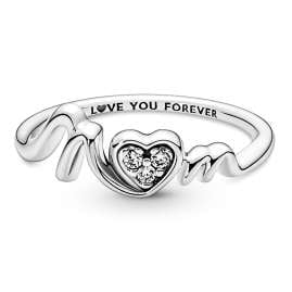 Pandora 191149C01 Women's Ring Mom Pavé Heart Silver