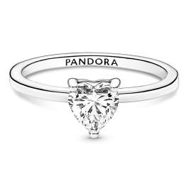 Pandora 191165C01 Ladies' Silver Ring Sparkling Heart Solitaire