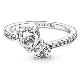 Pandora 191198C01 Silberring für Damen Funkelnde Herzen Solitär
