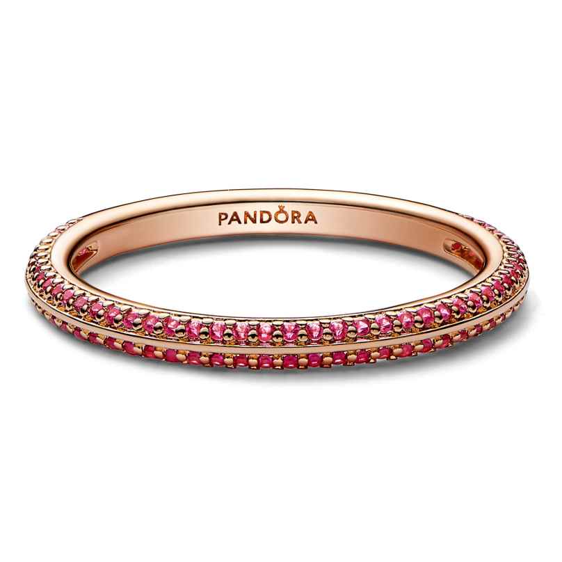 Pandora 189679C02 Ring für Damen Roségoldfarben Pavé Rot