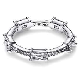 Pandora 192397C01 Women's Silver Ring Rectangular Bars Pavé