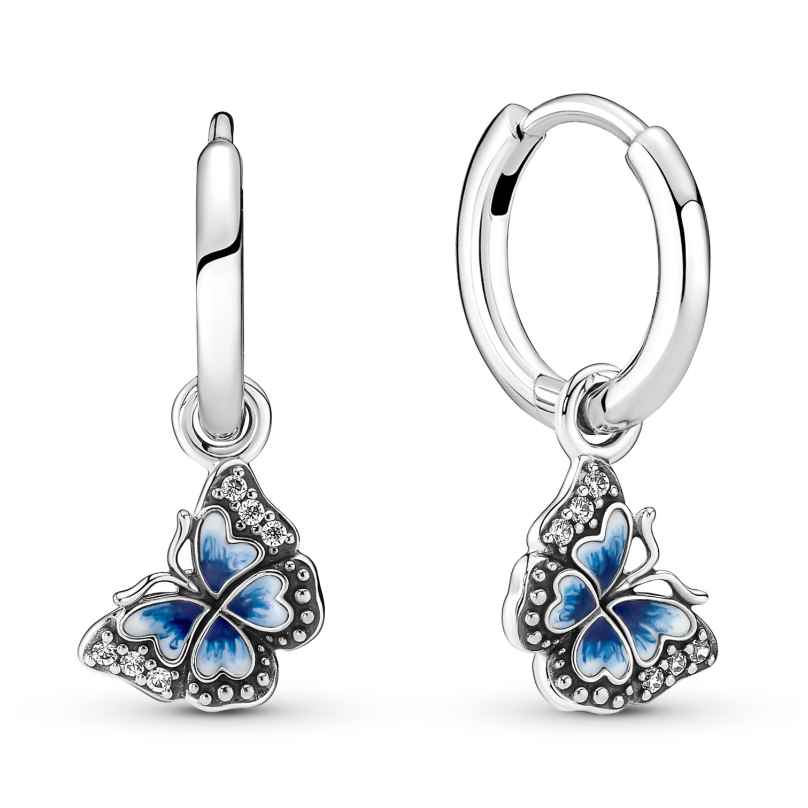 Pandora 290778C01 Ladies' Hoop Earrings Silver Blue Butterfly 5700302970678