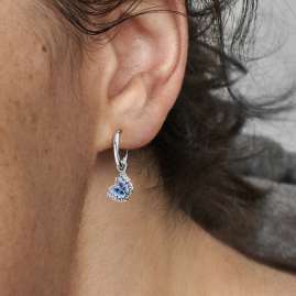 Pandora 290778C01 Ladies' Hoop Earrings Silver Blue Butterfly