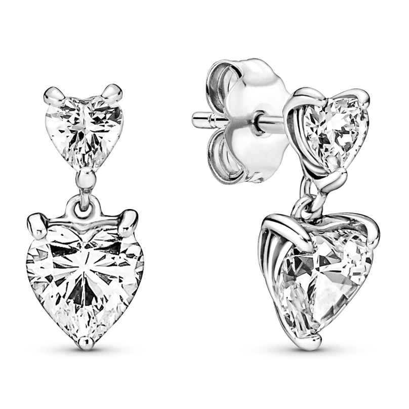 Pandora 291199C01 Silber-Ohrringe für Damen Funkelndes Doppelherz 5700302979619