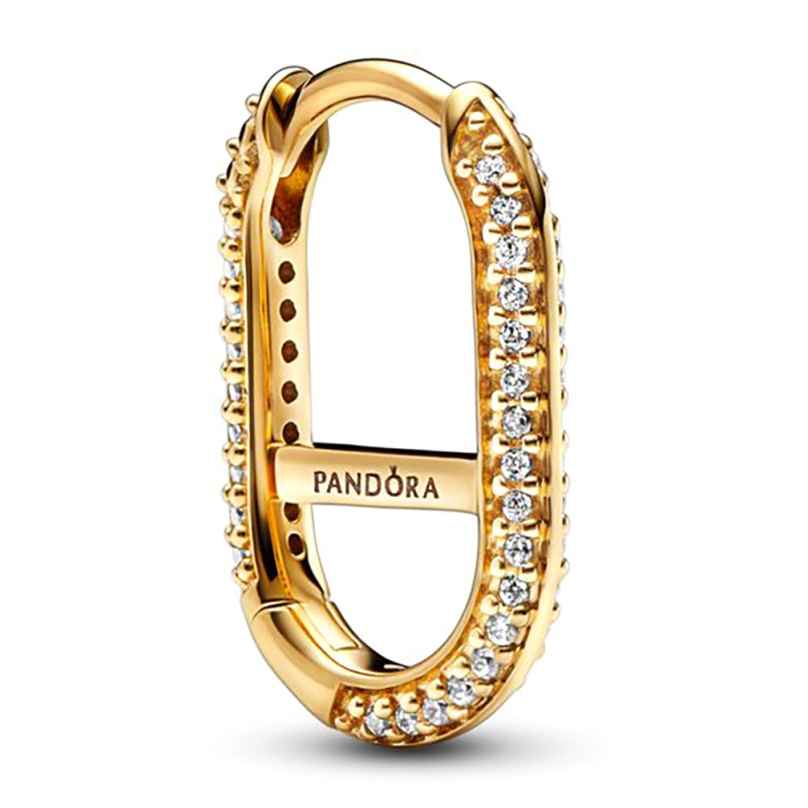 Pandora 269682C01 Single Creole Link-Ohrring Goldfarben Pavé Weiß 5700303007823