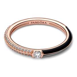 Pandora 182528C01 Damen-Ring Pavé & Schwarz Roségoldfarben