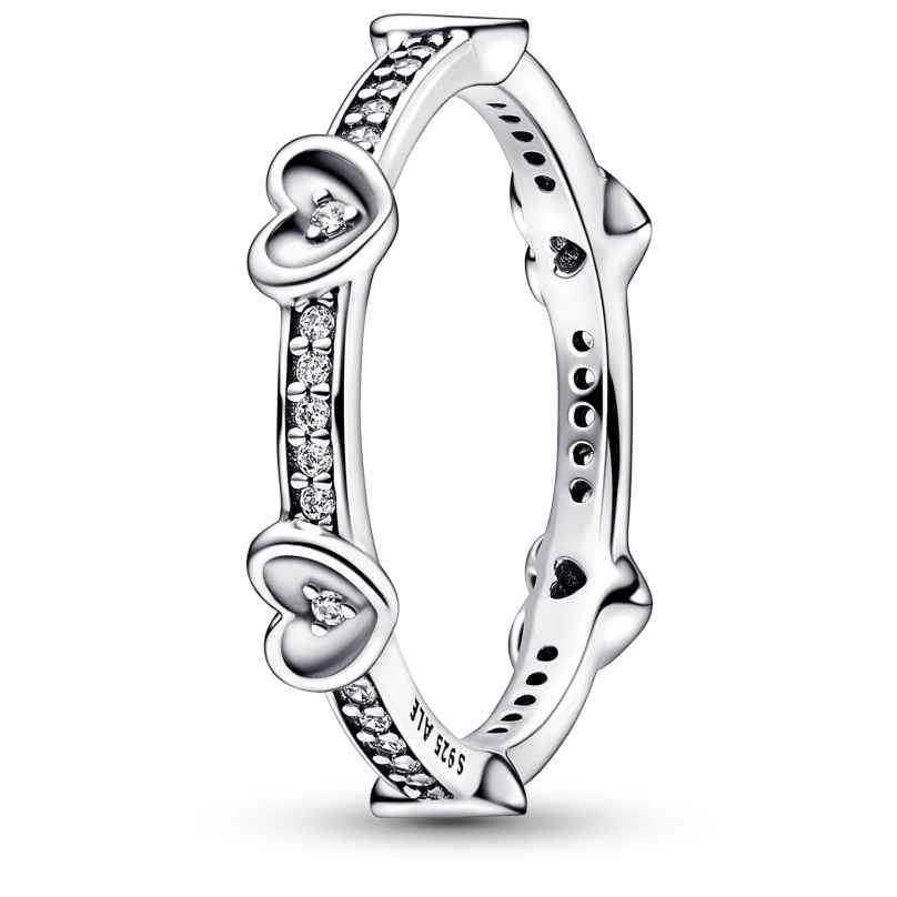 Pandora 192496C01 Ladies' Silver Ring Radiant Sparkling Hearts