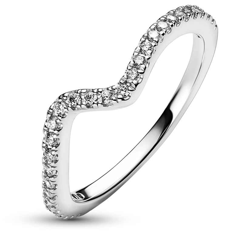 Pandora Damenring Funkelnde Welle Silber 192539C01