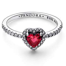 Pandora 198421C02 Ladies' Ring Elevated Hearts Red