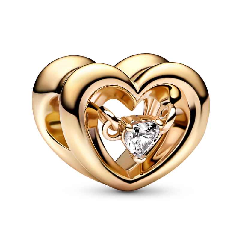 Pandora 762493C01 Charm Radiant Heart & Floating Stone Gold Tone 5700303022802