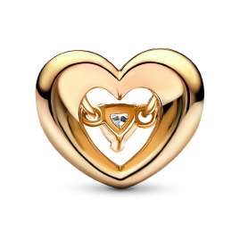 Pandora 762493C01 Charm Radiant Heart & Floating Stone Gold Tone
