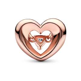 Pandora 782493C01 Charm Strahlendes Herz & Schwebender Stein Roségoldfarben