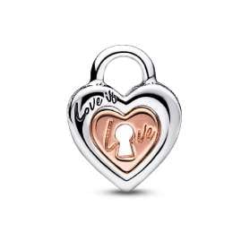 Pandora 782505C00 Charm Two-Tone Splittable Heart Padlock