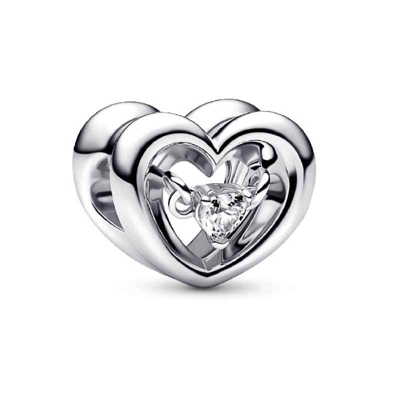 Pandora 792493C01 Silver Charm Radiant Heart & Floating Stone 5700303023021