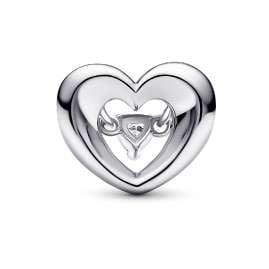 Pandora 792493C01 Silver Charm Radiant Heart & Floating Stone