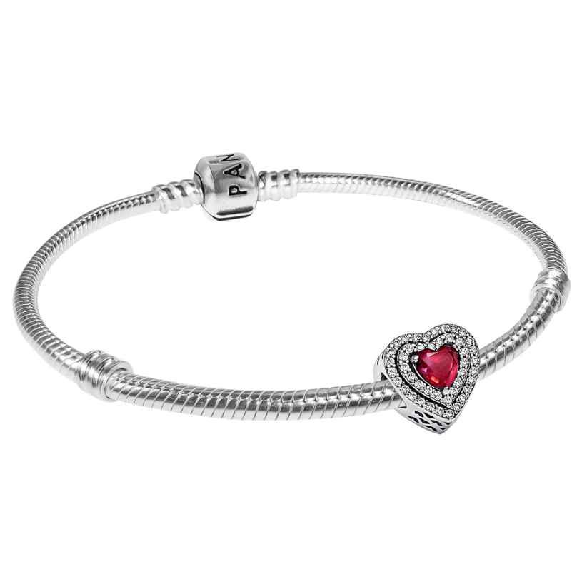 Pandora 15086 Damen-Armband Silber 925 Funkelndes Rotes Herz