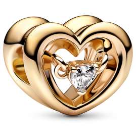 Pandora 15095 Silver Bracelet With Radiant Heart & Floating Stone Gold Tone