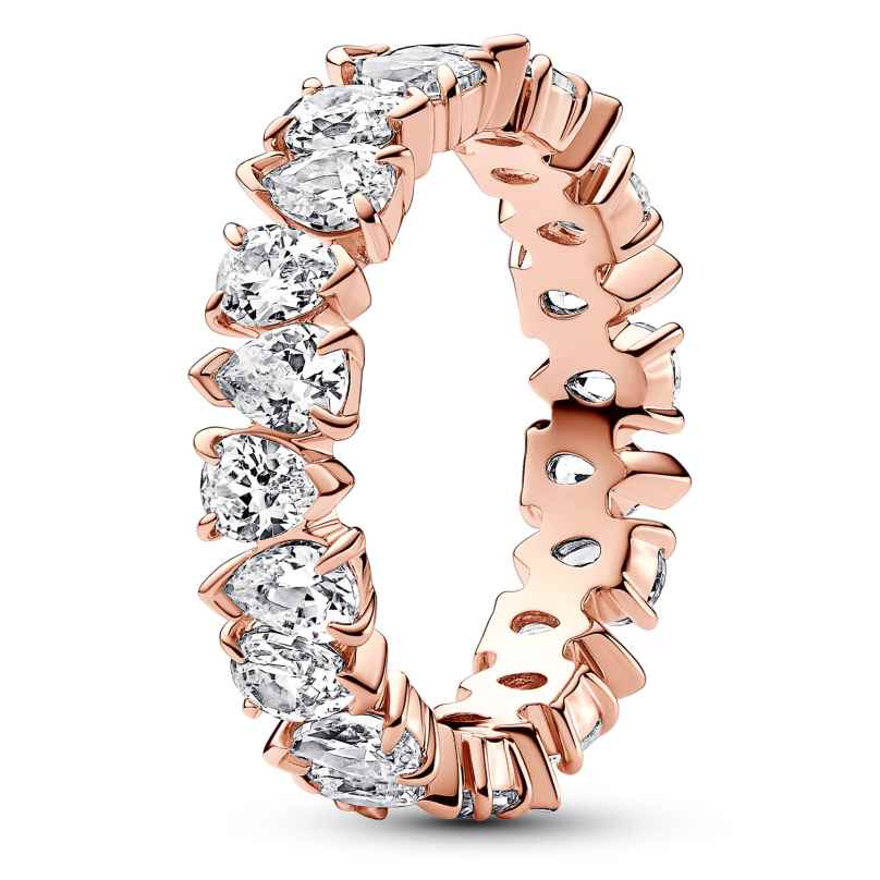 Pandora 183021C01 Ladies' Ring Alternating Sparkling Band Rose Gold Tone
