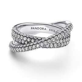 Pandora 193022C01 Ladies' Ring Pavé Crossover Dual Band Silver
