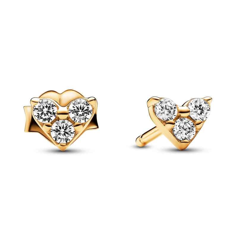 Pandora 263003C01 Women's Stud Earrings Triple Stone Heart Gold Tone 5700303080567