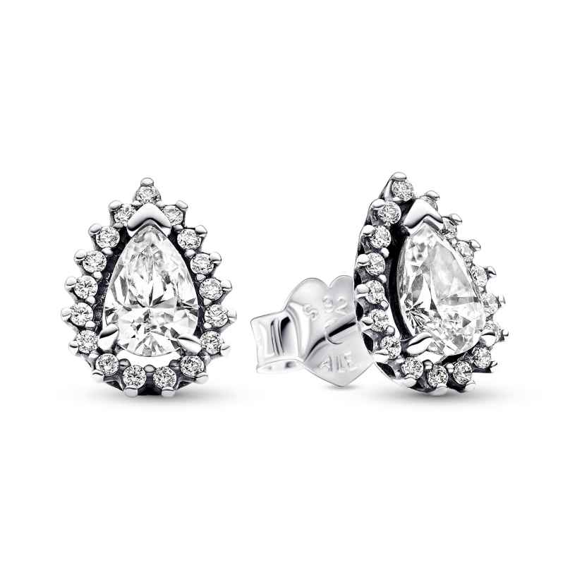 Pandora 292834C01 Ladies' Stud Earrings Silver Sparkling Pear Halo 5700303080437