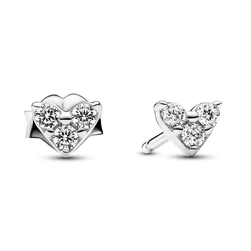Pandora 293003C01 Women's Earrings Triple Stone Heart Silver 5700303080574